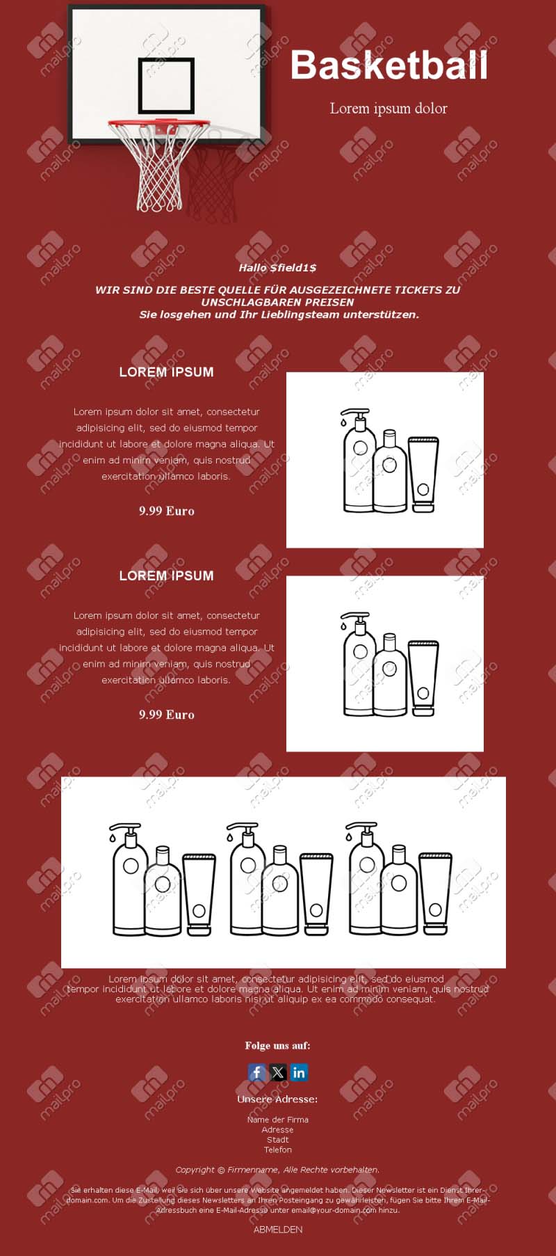 Basketball-Turnier E-Mail	