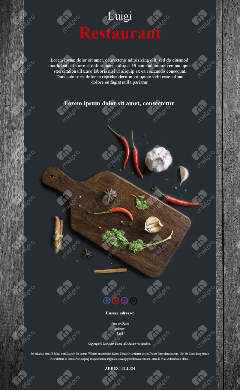 Wochenmenü Email Updates