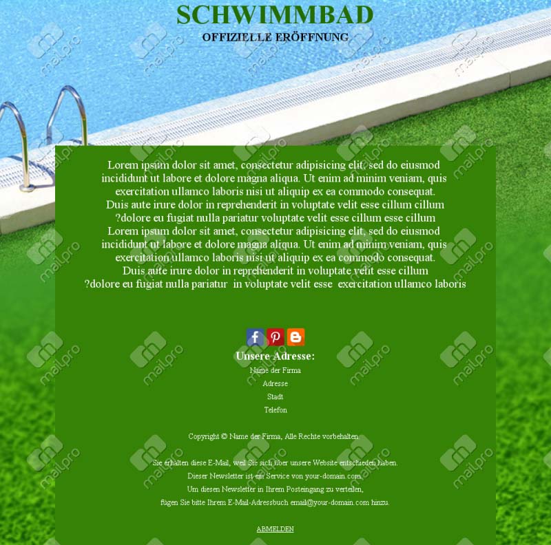 Poolaktivitäten Emails