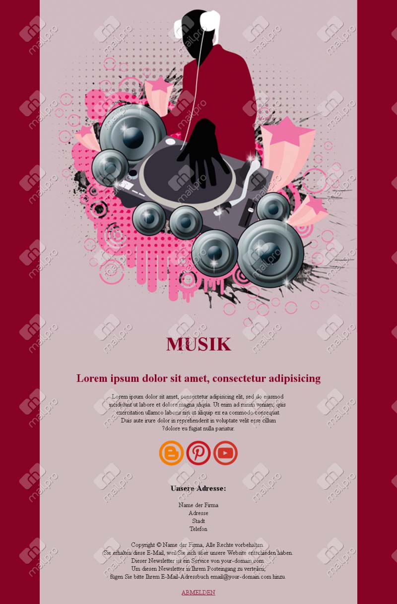 Künstler-Newsletter-Designs