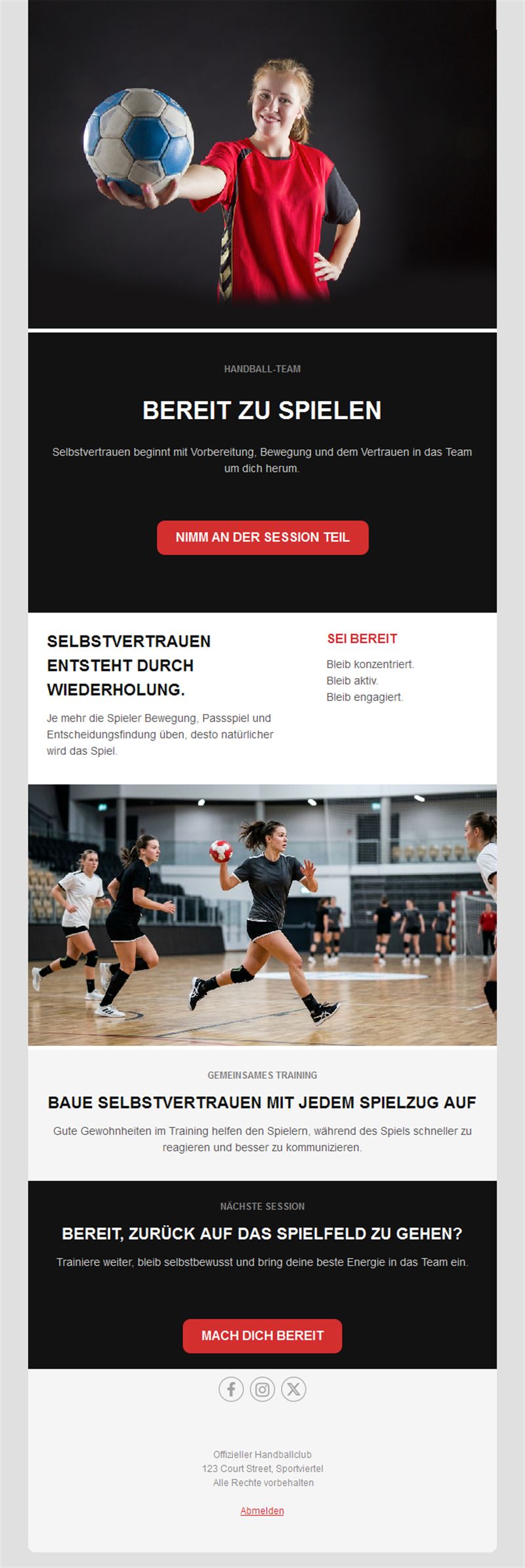 Handball Game Emails