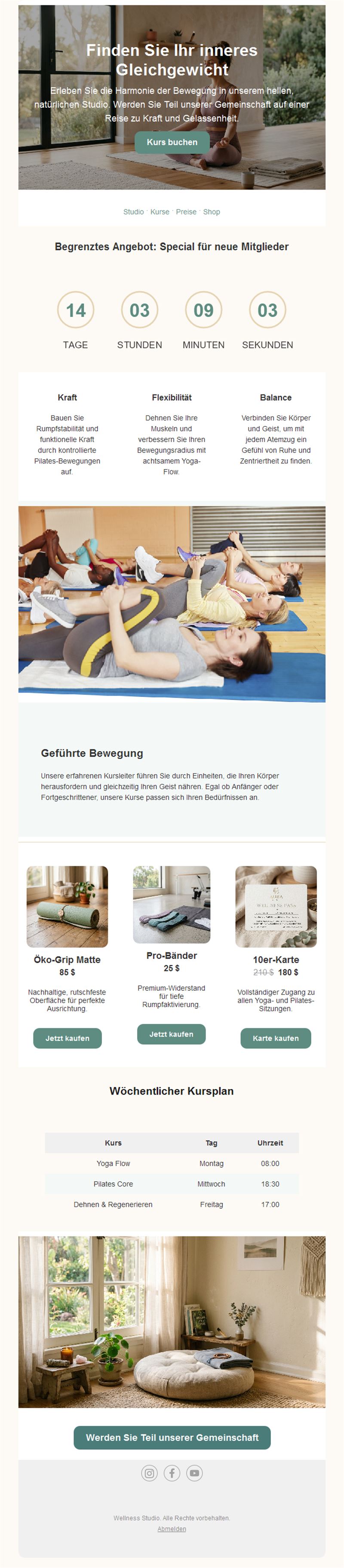 Pilates Class Email Alerts