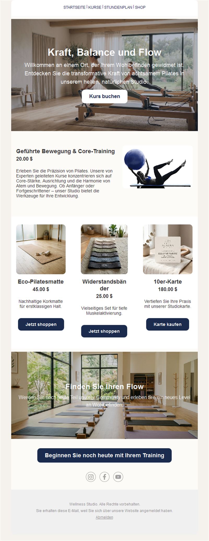 Template Email Yoga Pilates Harmony