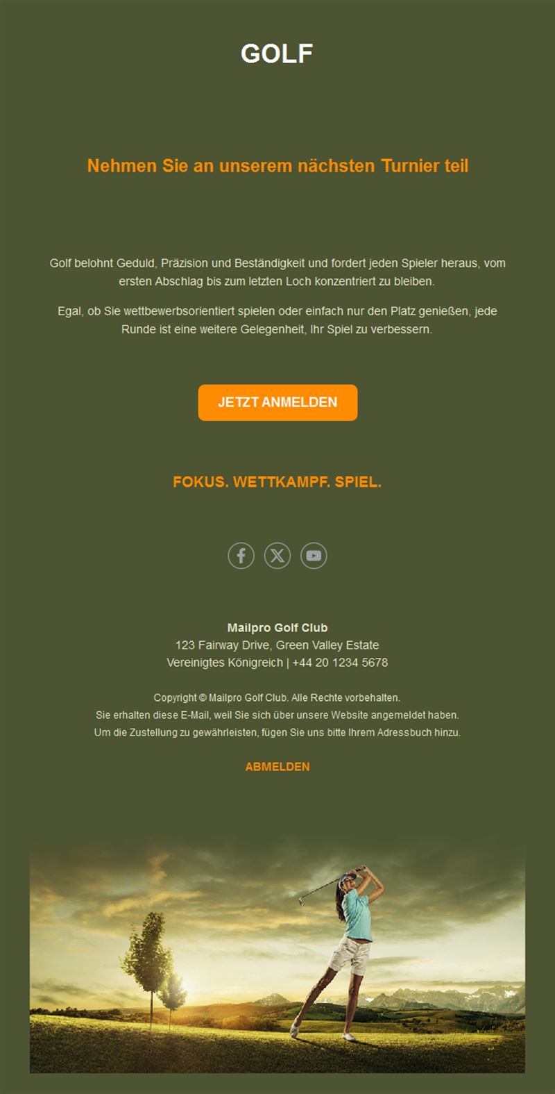 Golf Newsletter Emails