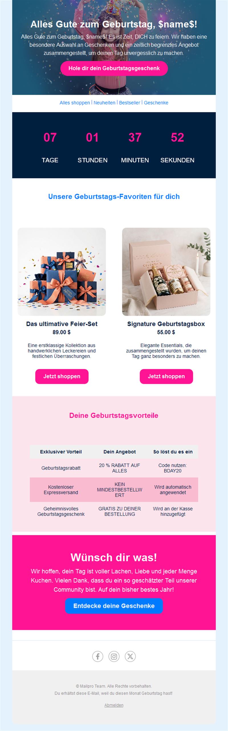 Birthday Greeting Email Layouts