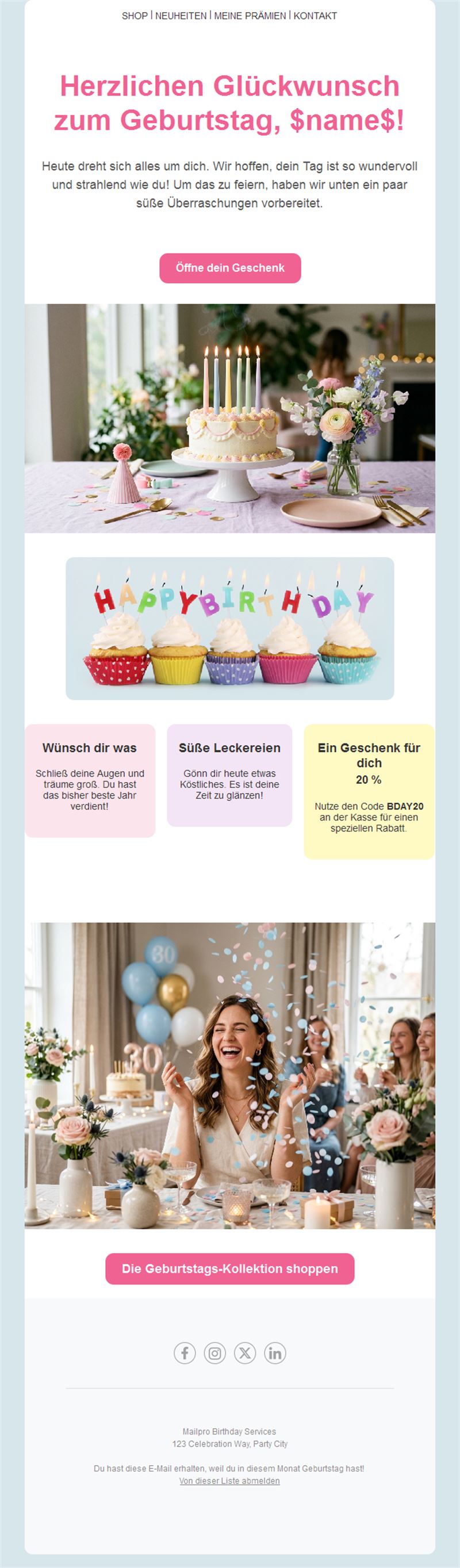 Birthday Celebration Emails