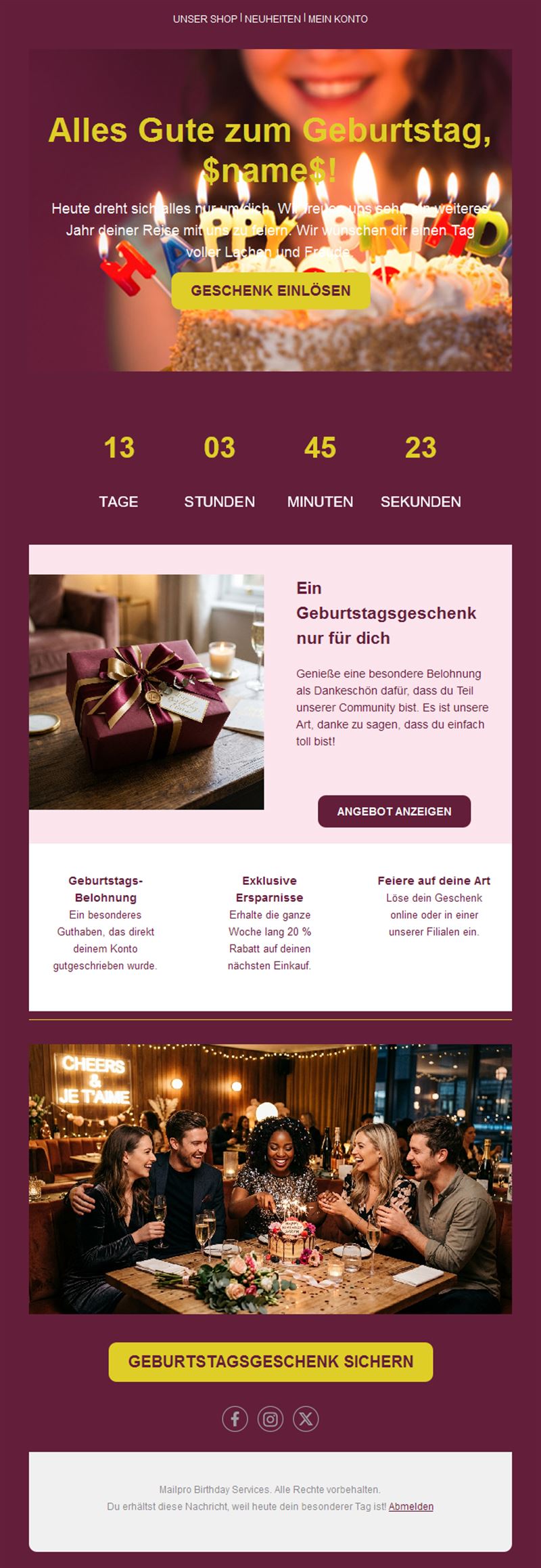 Simple Birthday Email Template