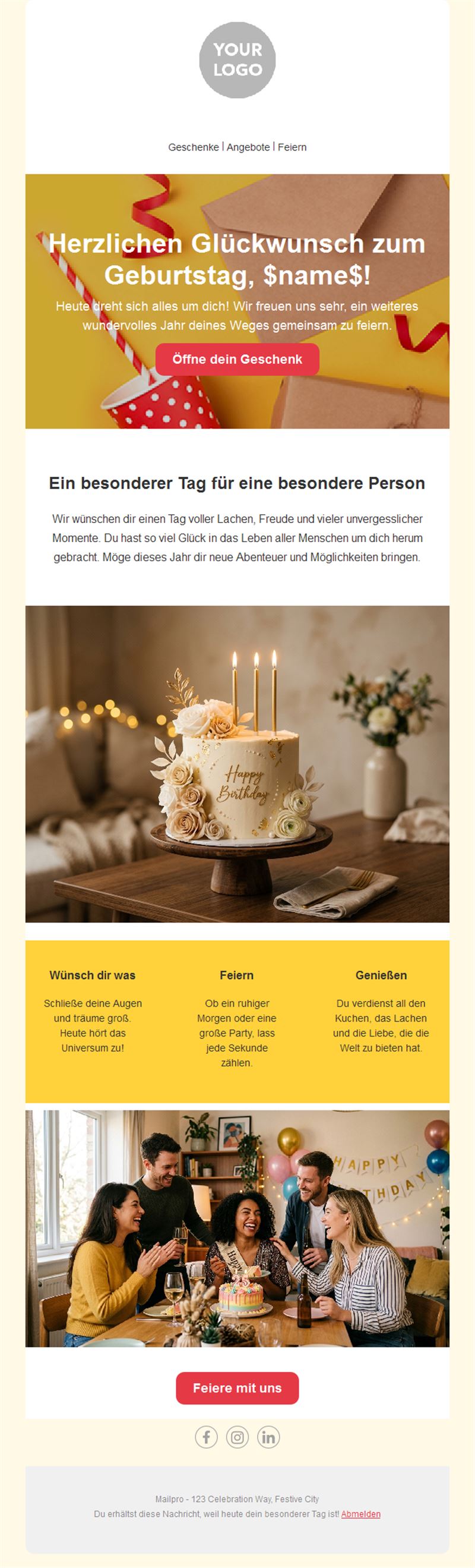 Minimal Birthday Email Template