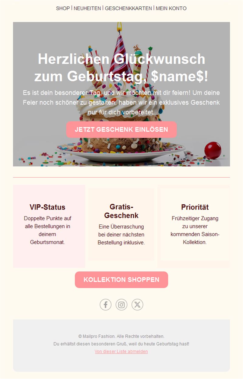 Loyalty Birthday Email Template