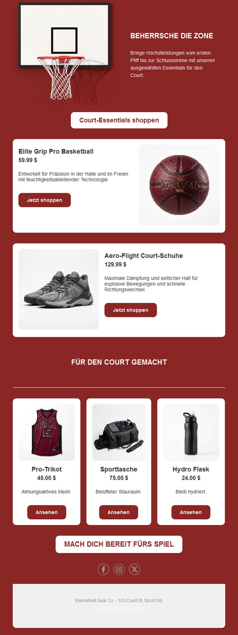 Basketball Action Emails