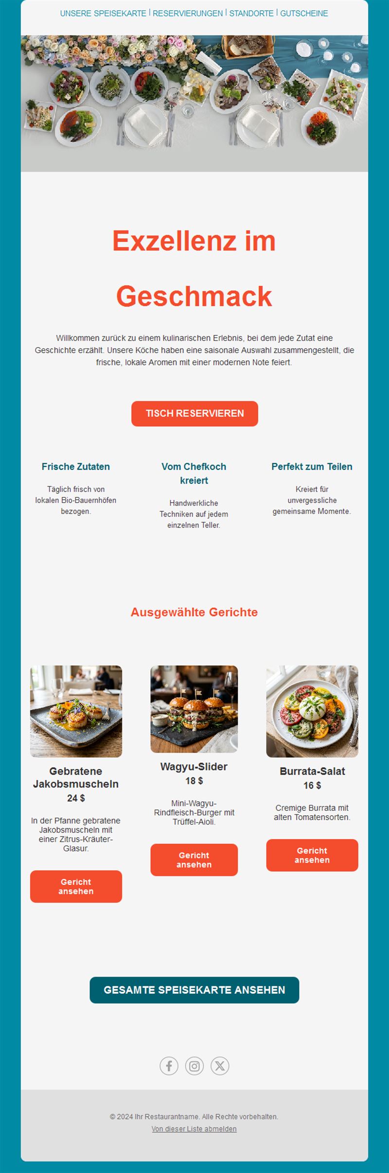 Restaurant Specials Emails