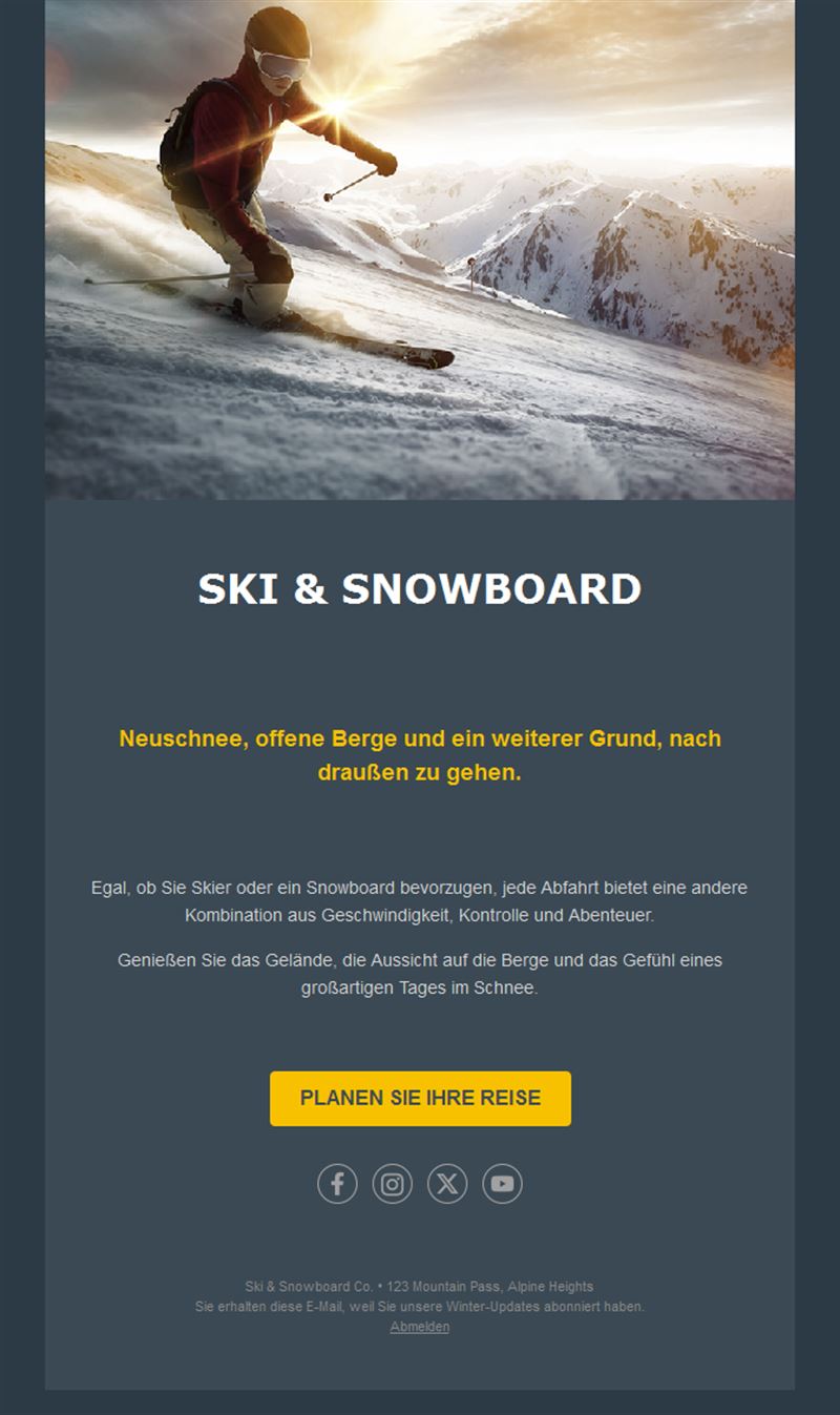 Ski Adventure Email