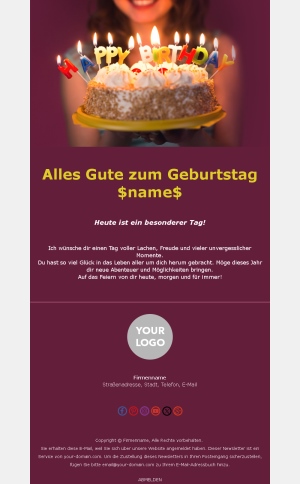 Einfache Geburtstags-E-Mail-Vorlage