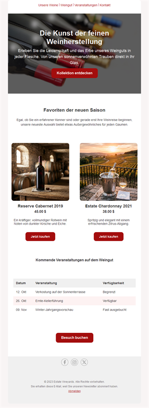 Vineyard Showcase Emails