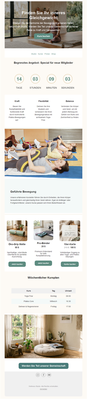 Pilates Class Email Alerts