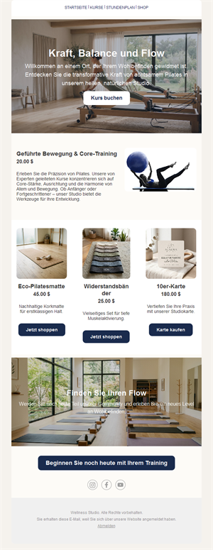 Template Email Yoga Pilates Harmony