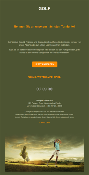 Golf Newsletter Emails