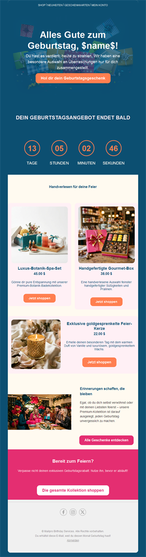 Birthday Email Designs
