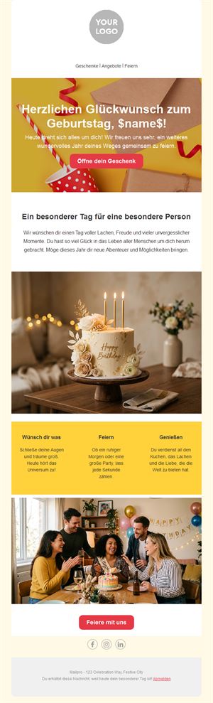 Minimal Birthday Email Template