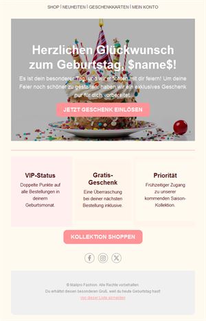 Loyalty Birthday Email Template