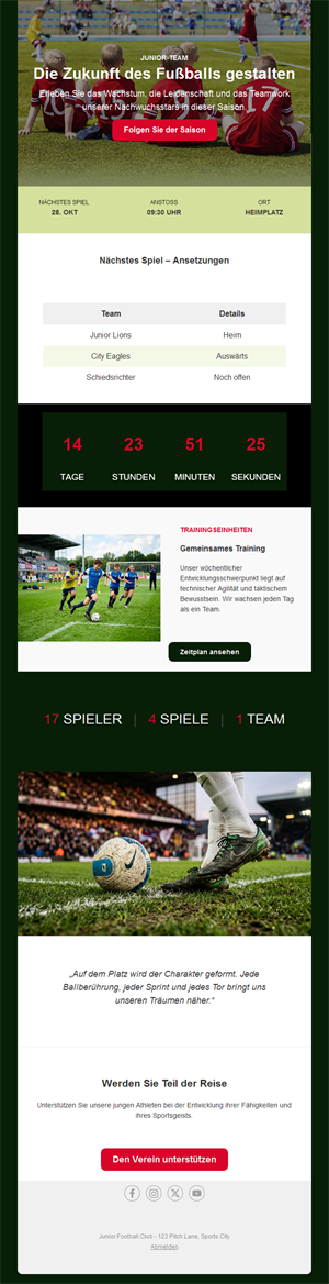Football Fan Email Alerts